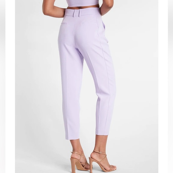 HIGH WAISTED PLEATED ANKLE PANT IN LIL AC PURPLE - Picture 3 of 7